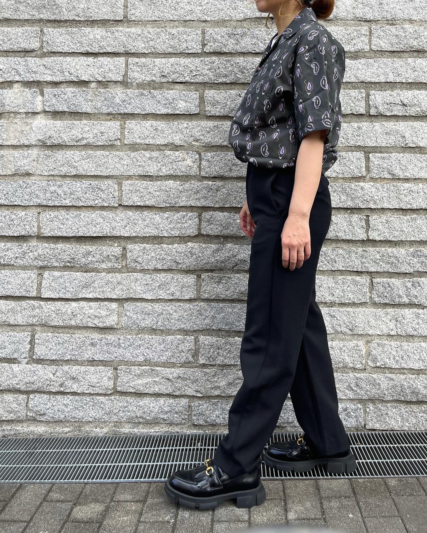 オープンカラーシャツ【CHARCOALペイズリー柄】