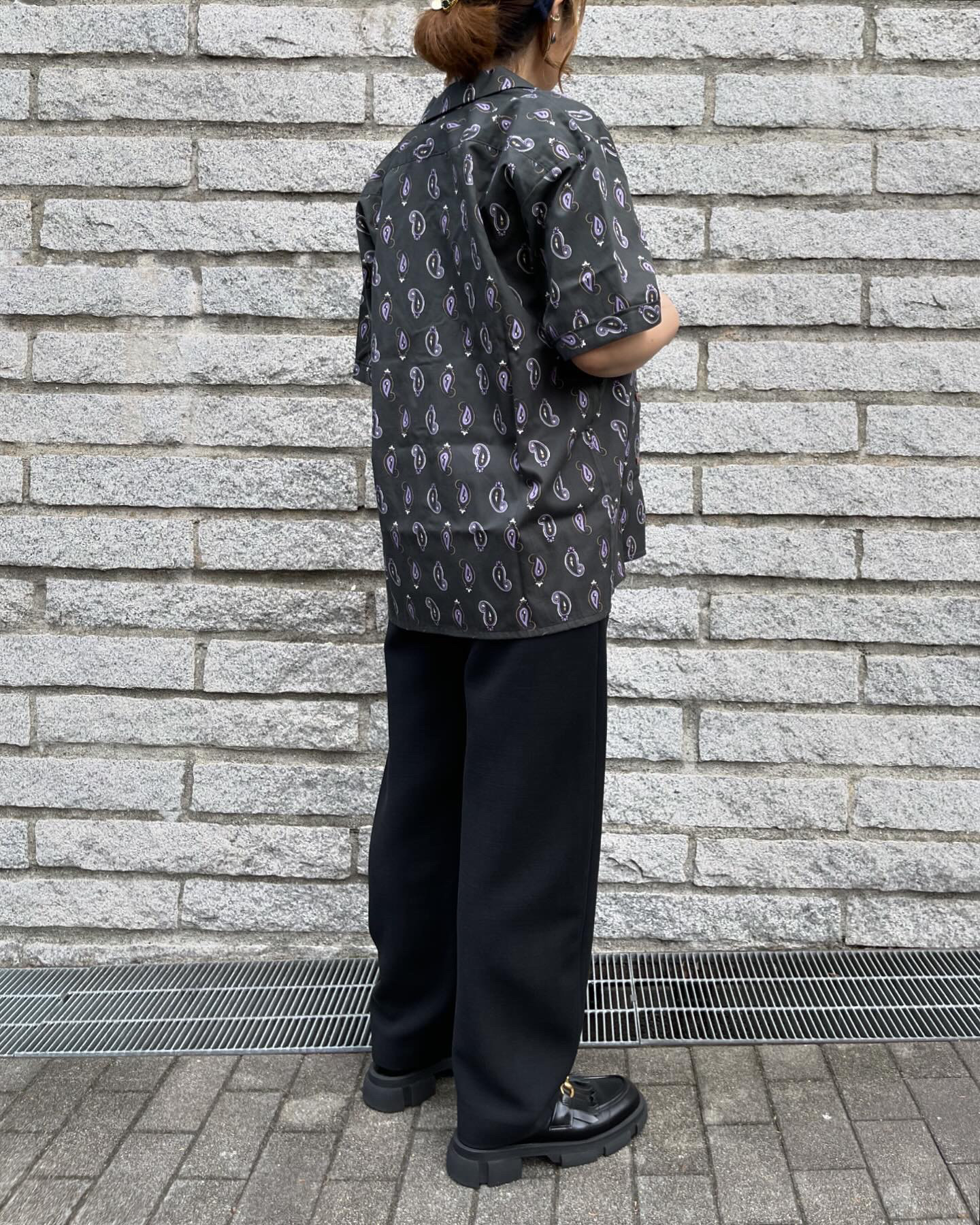 オープンカラーシャツ【CHARCOALペイズリー柄】