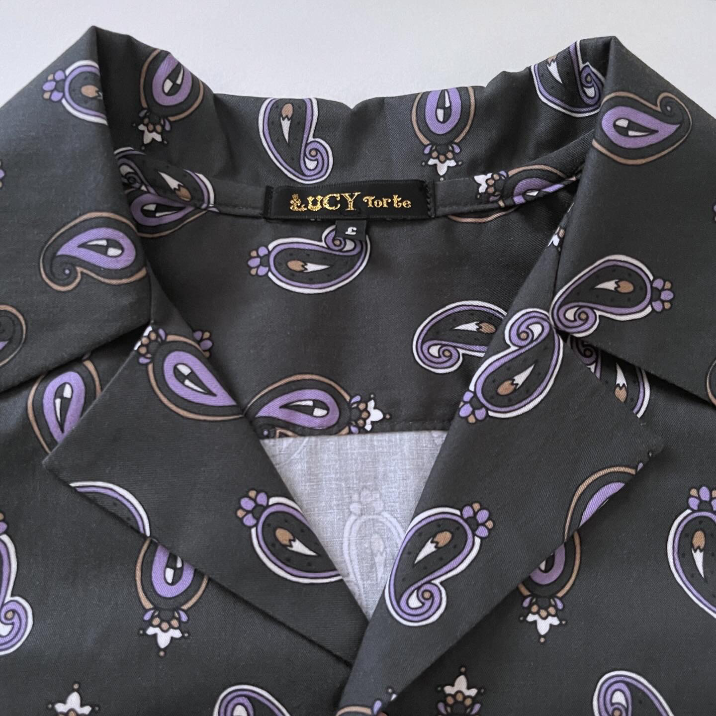 オープンカラーシャツ【CHARCOALペイズリー柄】