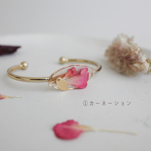 植物標本風 ドライフラワーのバングル｜ブレスレット｜No.199 3枚目の画像