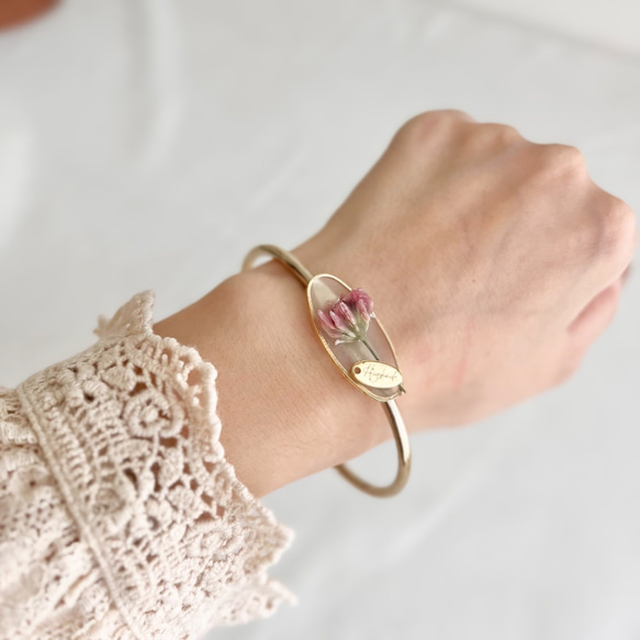植物標本風 ドライフラワーのバングル｜ブレスレット｜No.199 8枚目の画像