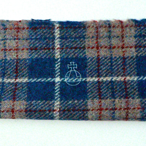 ハリスツイード ネイビー×ベージュ チェック 25×25cm ウール はぎれ