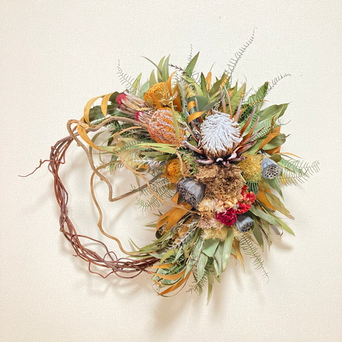 創作リース　ワイルドフラワー＆アカヅル＆キュウイツル 創作リースワイルドフラワー＆アカヅル＆キュウイツル