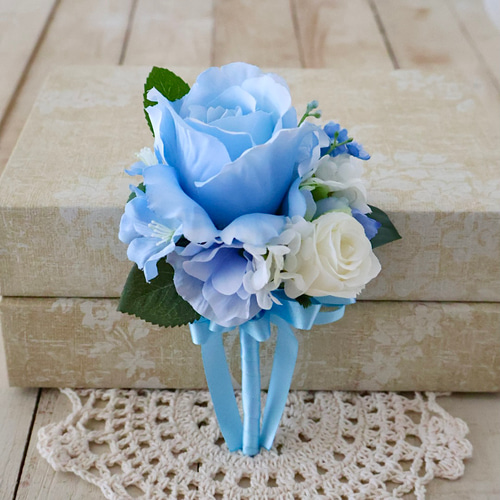 ホワイト・ブルー　結婚式　ブライダル　アーティシャルフラワー　ブーケ ホワイト・ブルー 結婚式 ブライダル アーティシャルフラワー