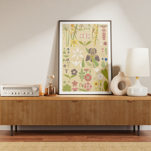 植物図鑑の花柄アートポスター☆ボタニカルナチュラルカラフル可愛い