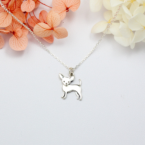 チワワ 犬 Chihuahua Dog シルバー925 純銀ネックレス バレンタイン