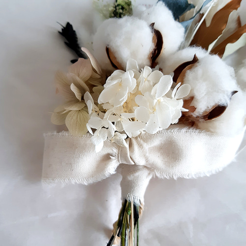 パンパスグラスとコットンのミニスワッグM ホワイト 大人可愛い白の