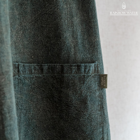 【ヘンプコットン】ジャパニーズ エプロン – 割烹着 / 草木染め 割烹着 ORGANIC COTTON ルバーブ+藍染め RAINBOW