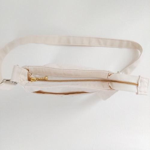 小さめ】帆布のサコッシュ 生成り ポシェット ショルダーバッグ 無地