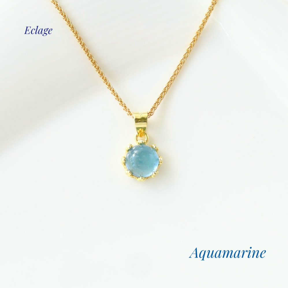 〈14kgf〉アクアマリンの一粒ネックレス