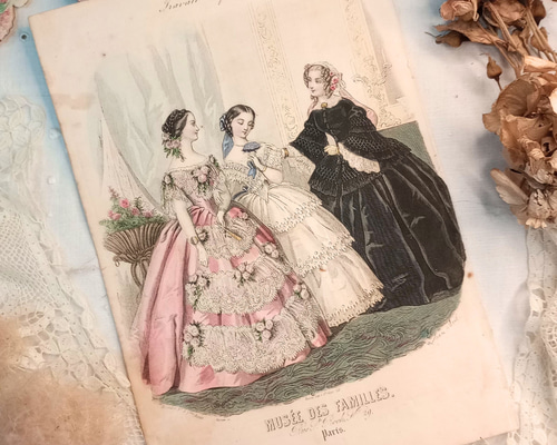 フランスアンティーク ファッション モード 石版印刷 1863年