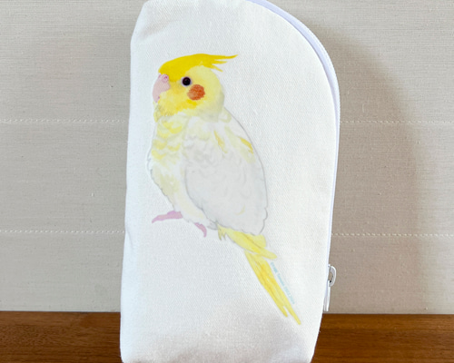 完売 p-jet オカメインコ（ルチノー） 岡山デニム ポーチ / 鳥 インコ