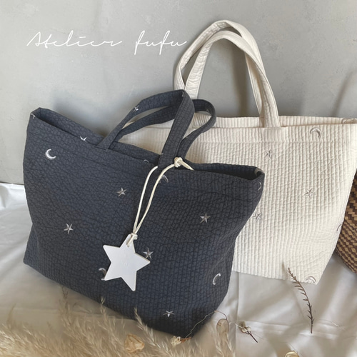 母の日☆大きめヌビバッグL☆くたっと感が可愛い♪ 刺繍