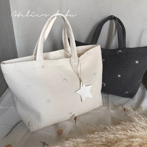 母の日☆大きめヌビバッグL☆くたっと感が可愛い♪ 刺繍