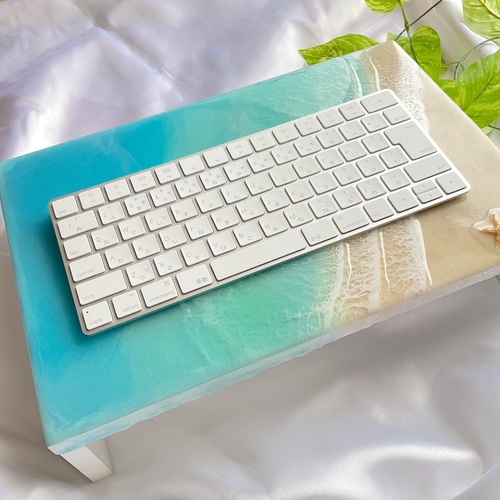 海のPCモニターデスク 石垣島の海 レジンアート 木製 その他アート 島  