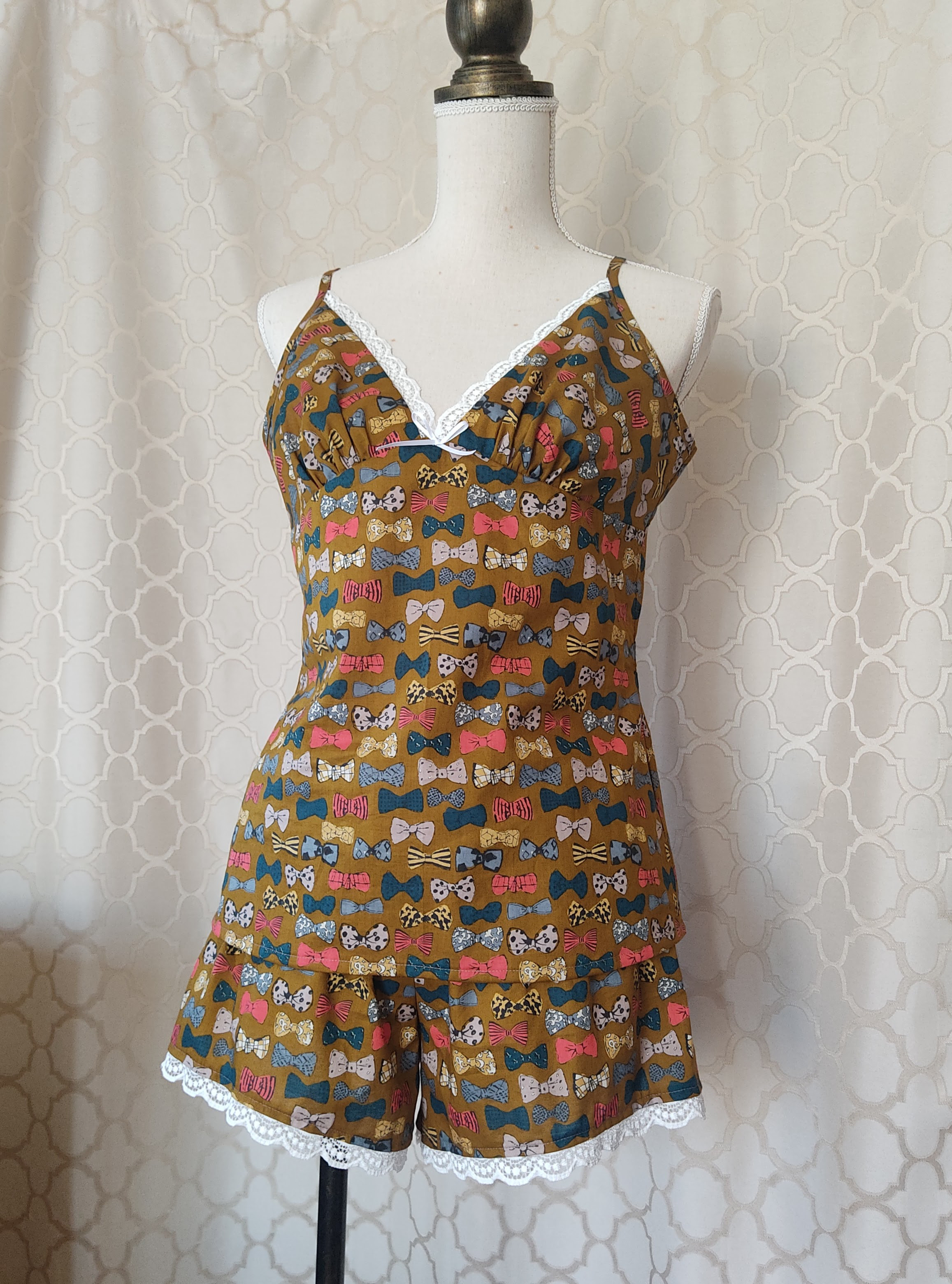 コットン♪　リボン柄♡　キャミソール＆ショートパンツ　ナイトウエア　ルームウエア　ランジェリー