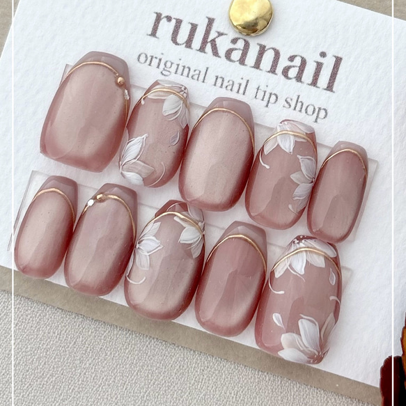 （新発売）ネイルチップ　結婚式にも使える！ 花嫁ネイル マグネット×フレンチ ネイルチップ 結婚式 ウェディング