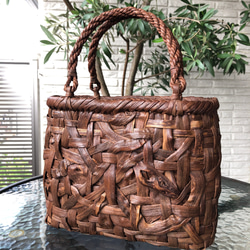 国産 山葡萄 送料無料 5ミリ 花編み 山ぶどう財布 長財布 ヤマブドウ