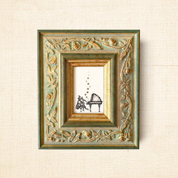 幸運を運ぶ＊白い鳩の絵「オリーブの話」 アンティークな額に