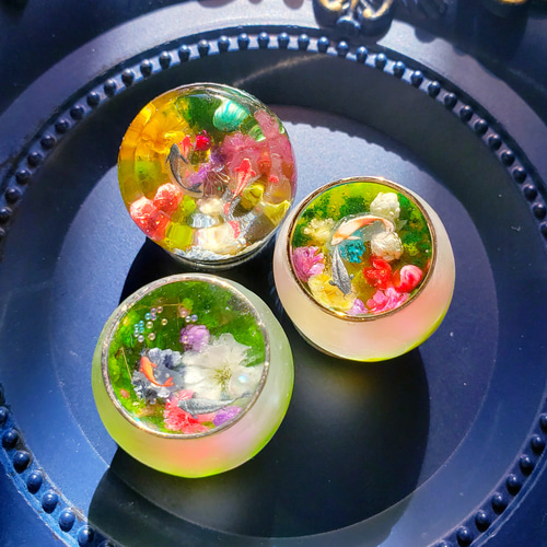 幻想の花手水・｡* レジン作品 水中レジン 立体・オブジェ 空と魔法の
