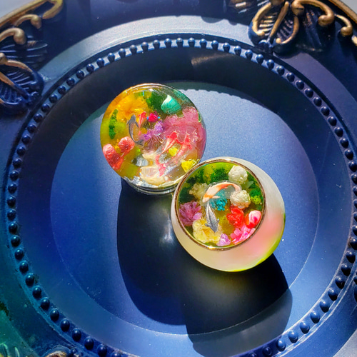幻想の花手水・｡* レジン作品 水中レジン 立体・オブジェ 空と魔法の