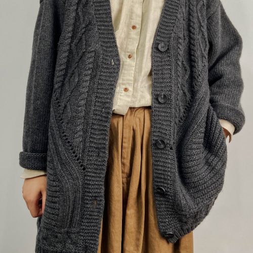 enrica◆ニット・セーター(厚手)/--/モヘア/GRY/無地/KNIT048 enrica◇ニット・セーター(厚手)/--/モヘア/GRY/無地/KNIT048