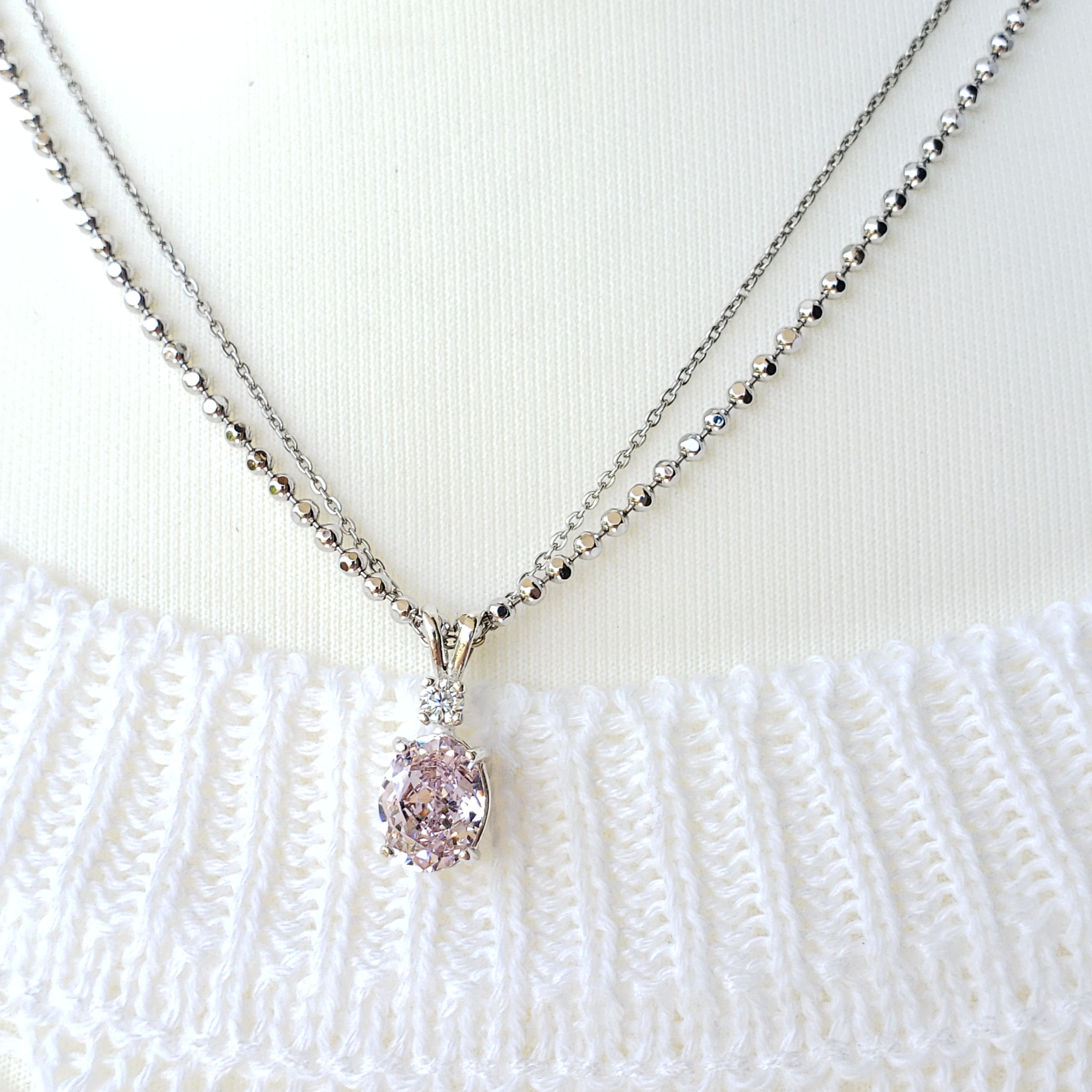 Avec petit éclat☆ シルバー　ネックレス チェーンとルースが選べます　レイヤードチェーン　高炭素ダイヤ