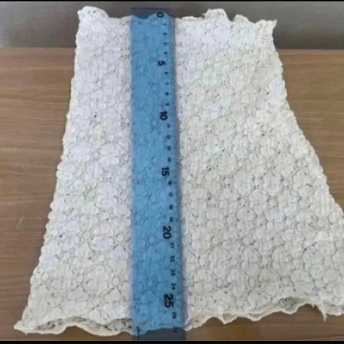 ロングタイプ生成り色ホワイト花柄シングルウェーブ手作りネック 