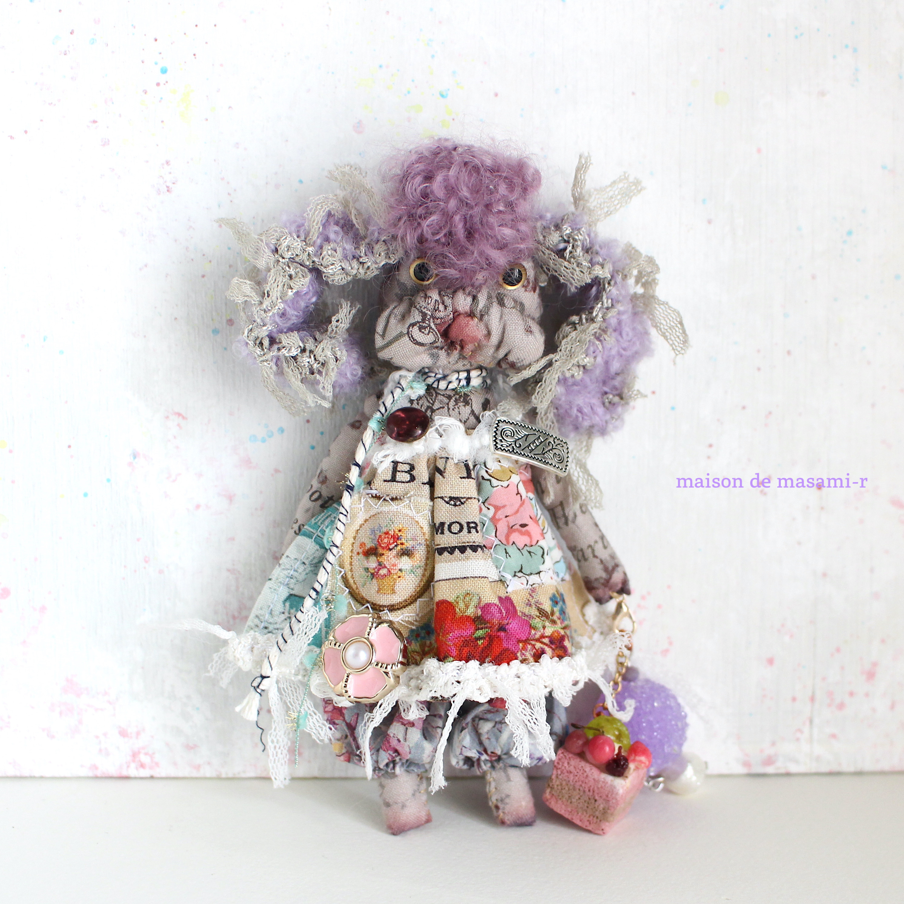 【代引き不可】 15cm 【バッグチャーム】 【ブルーローズ♡メイド垂れ耳うさぎ】おすわりぬい服 着せ替え服・アウトフィット