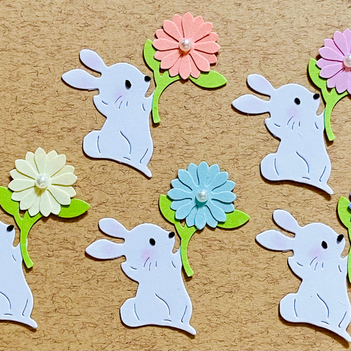 お花をもったウサギ 花束 アルバム ペーパークラフト クラフトパンチ