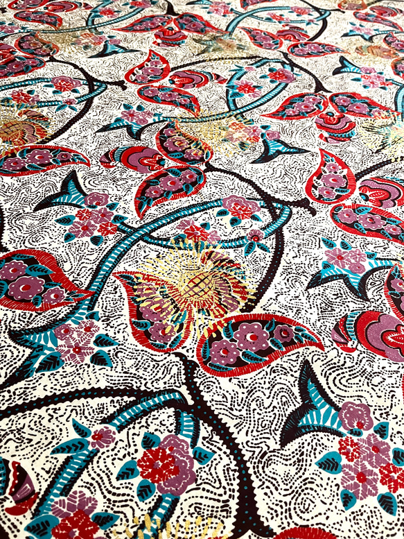 アフリカプリント生地 花植物柄 コットン WOODIN 1枚目の画像