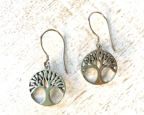 シルバー925 生命の樹 ツリーオブライフ フックピアス ピアス（フック