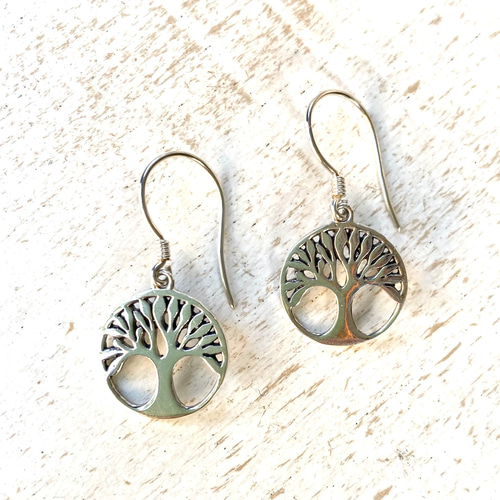 シルバー925 生命の樹 ツリーオブライフ フックピアス ピアス（フック