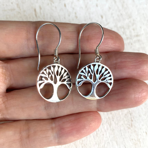 シルバー925 生命の樹 ツリーオブライフ フックピアス ピアス（フック