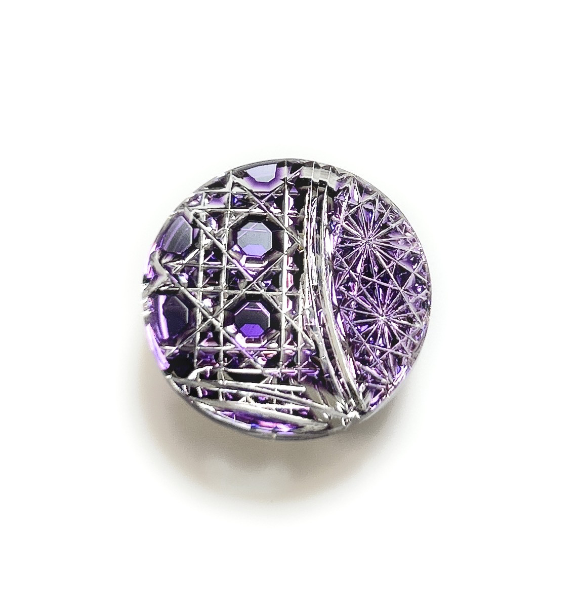 「上昇気流」東京切子帯留　幸運守護　紫