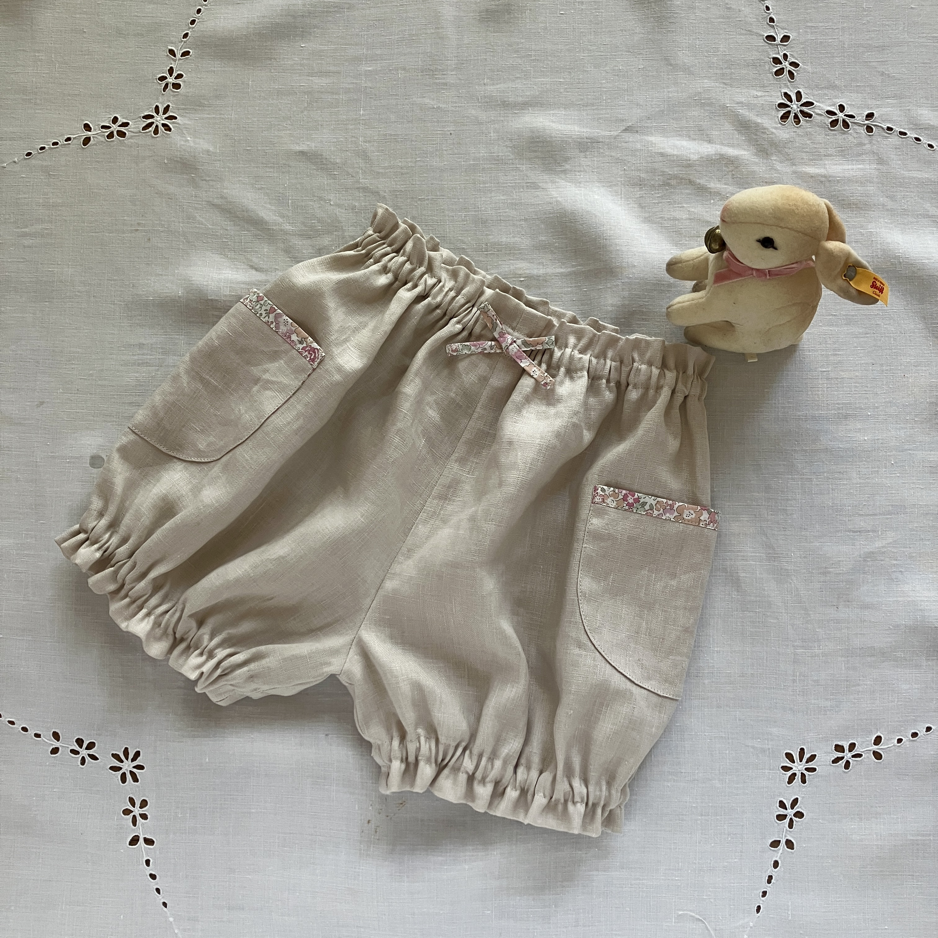 リネンとリバティのかぼちゃパンツ　サイズ100