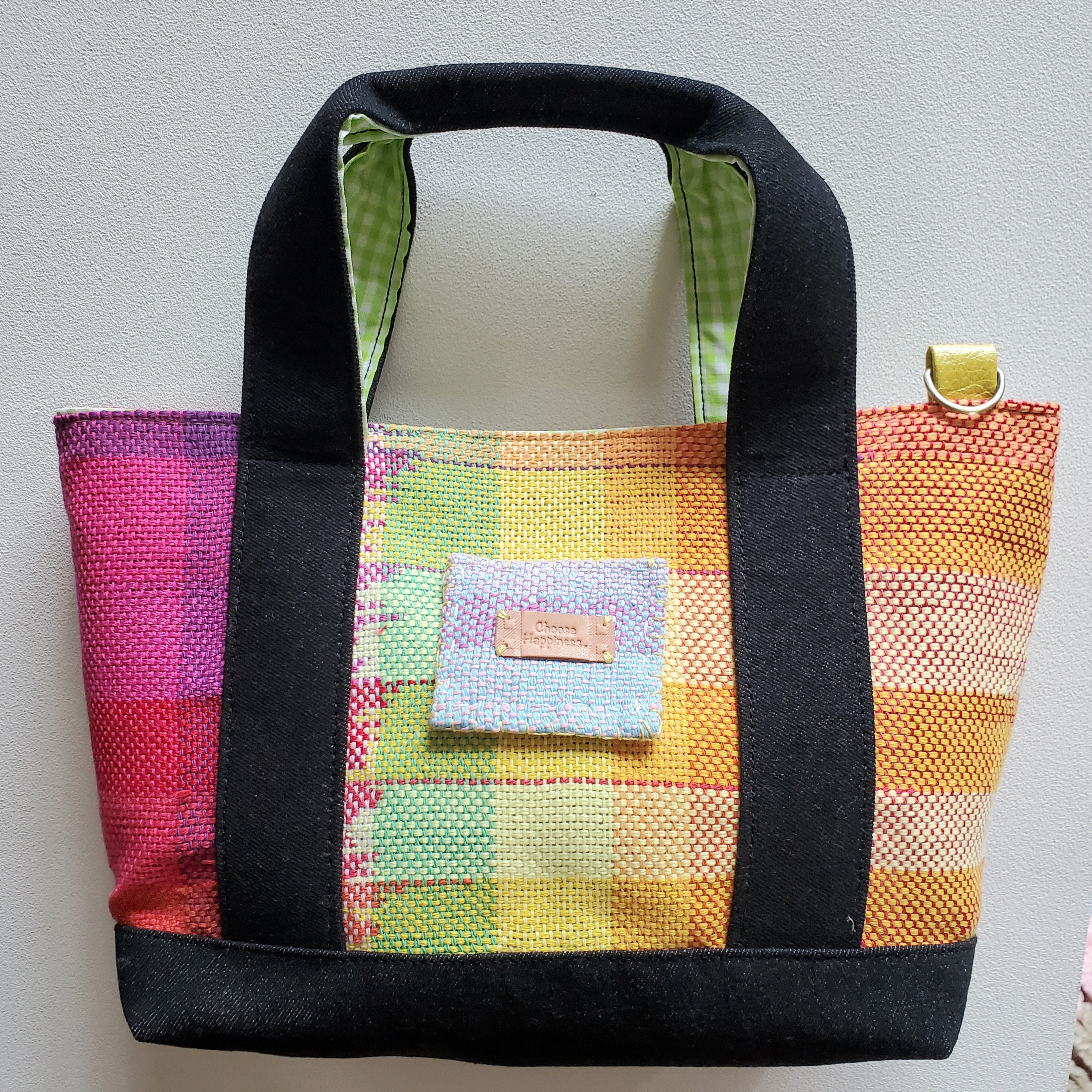 さをり織り×ブラックデニムのトートバック