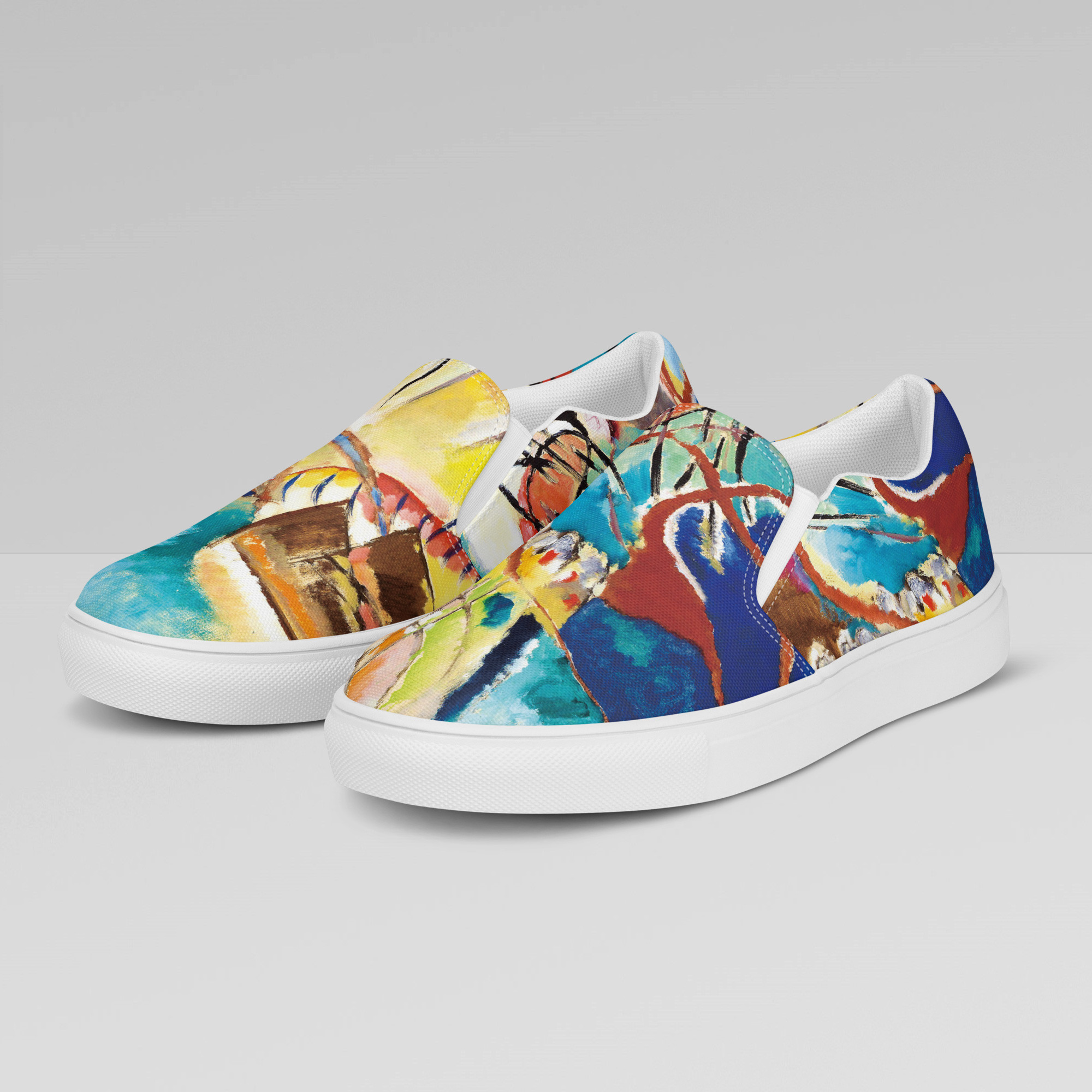 【ワシリー・カンディンスキー】～即興曲 No. 30 (大砲)～絵画スリッポンシューズ/スニーカー（ユニセックス）