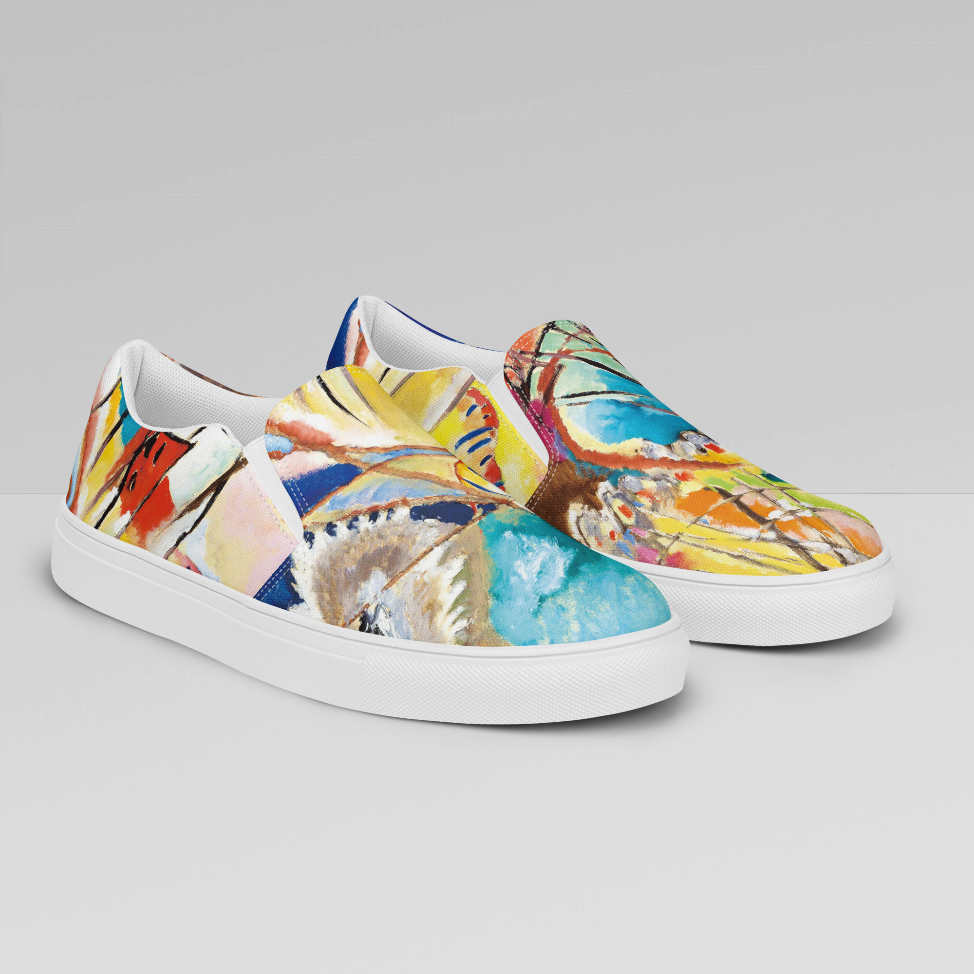 【ワシリー・カンディンスキー】～即興曲 No. 30 (大砲)～絵画スリッポンシューズ/スニーカー（ユニセックス）