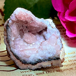 レース瑪瑙 ピンクアメジスト アゲート ジオード 晶洞 原石 その他置物