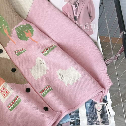 秋冬の新作 *甘め風ニットカーディガン *刺繍がゆったりしたセーター