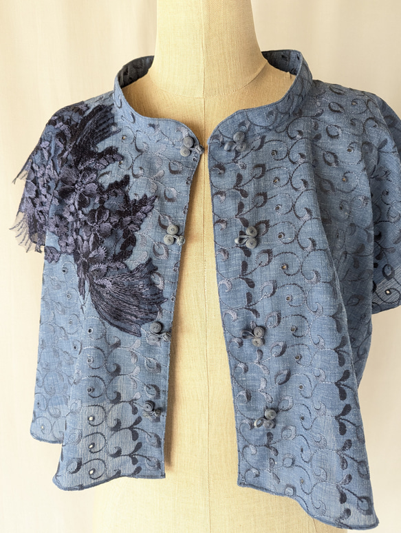 レースアップリケのミニミニブラウス 