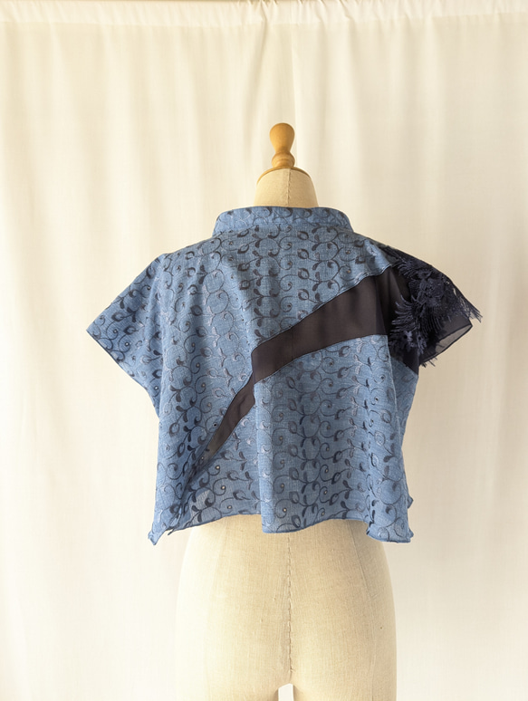 レースアップリケのミニミニブラウス 