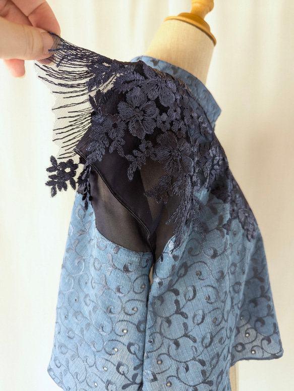 レースアップリケのミニミニブラウス 