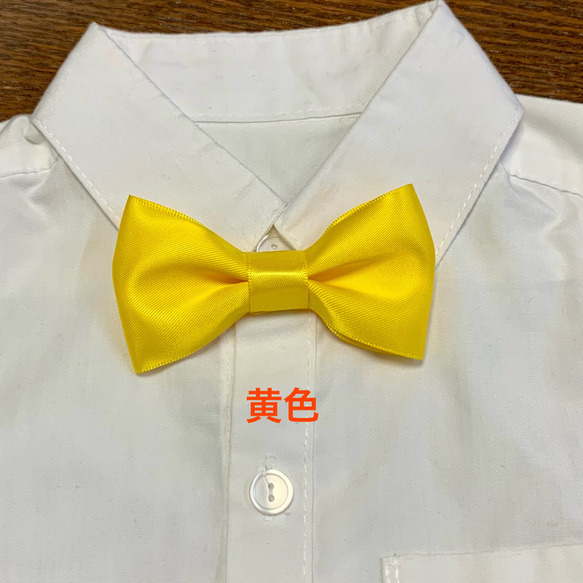 黄色☆サテンリボン☆キッズとベビーの蝶ネクタイ☆ヘアゴム、ヘア