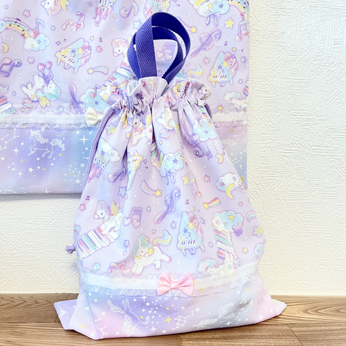 入園入学グッズ ユニコーン✖️パープル パステルカラー 5点