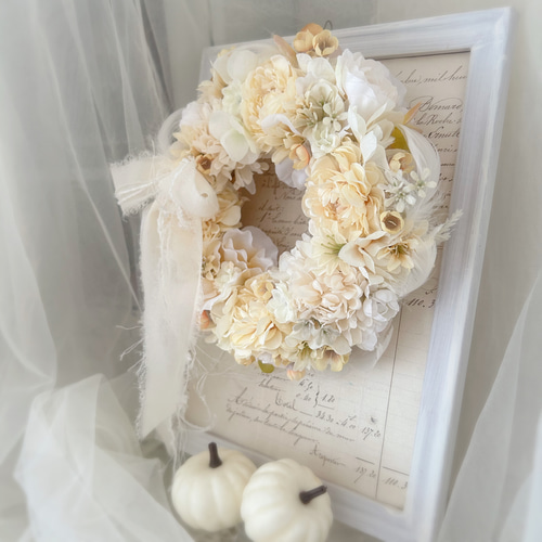 リース 羽 リボン アンティーク／クリスマスリース 希少 リース 羽