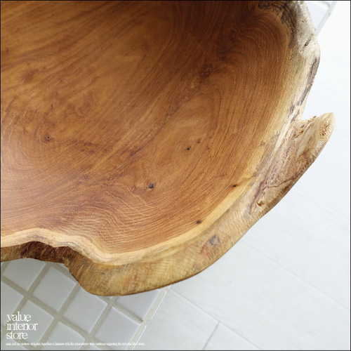 チーク無垢材 大型プリミティブボウル / N02 入れ物 大型食器 サラダ