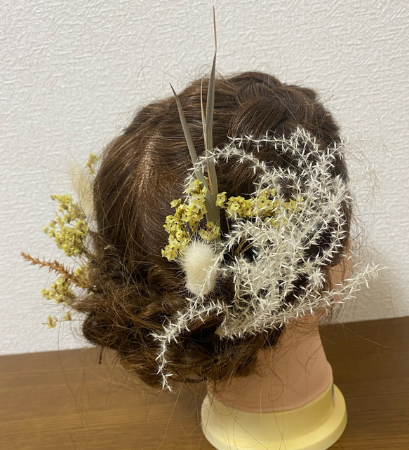 ドライフラワー髪飾り ヘアード ヘッドドレス 結婚式 成人式