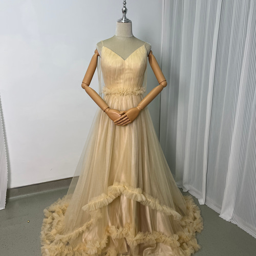 送料無料！カラードレス パーティードレス キャミソール Vネック  